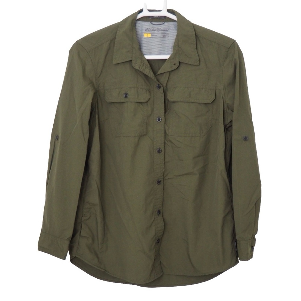 Eddie Bauer Travex Classic Fit Green Khaki Shirt
